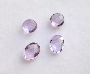 Ametista rosa naturale taglio e forma ovale taglio a scacchi pietra preziosa 4 pezzi 3,70 ct - Foto 1 di 2