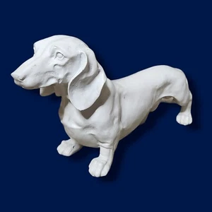 White Dachshund Dog Statue Figurine Lifelike Vintage 16" Long Raku Finish - Picture 1 of 10
