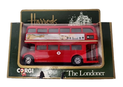 Vintage Red Corgi London Bus Die Cast The Londoner At Harrods Knights Bridge NEW - Image 1 of 4