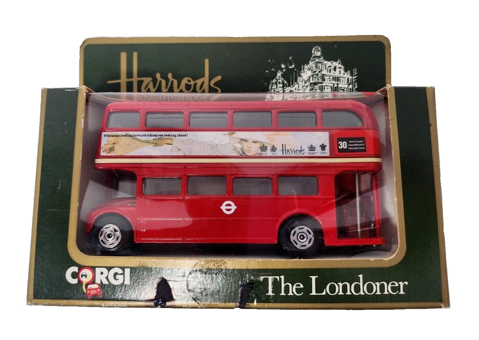 Vintage Red Corgi London Bus Die Cast The Londoner At Harrods Knights Bridge NEW - Image 1 of 4