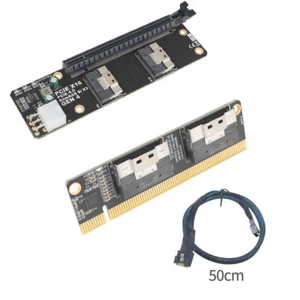 PCIe 3.0 x16 To 4 Port + 2Port SlimSAS 8i x2 to PCI-E 4.0 x16 Adapter Card - Picture 1 of 9