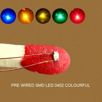 20pcs Pre-wired micro 0.1mm Copper Wire SMD LED 0402 Lights with Resistors C0402 - Image 1 of 4