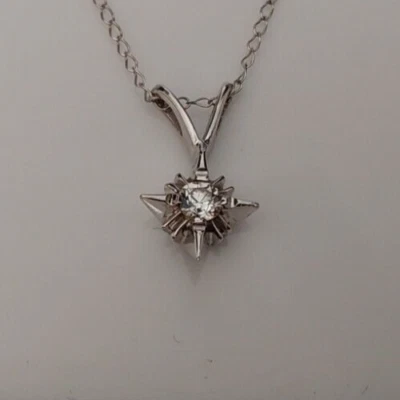 Solitaire 14K White Gold Diamond Necklace - Image 1 of 4