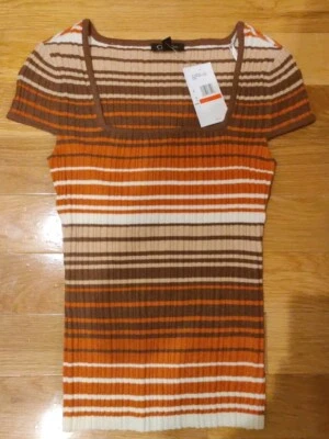 Top para mujer Jessica Simpson Fiona Sandstorm a rayas tejido acanalado XSmall Foto 1 de 4