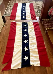 VINTAGE 2 CLOTH AMERICAN RED WHITE & BLUE W/ STARS PATRIOTIC BANNERS/FLAGS (21E) - Picture 1 of 7