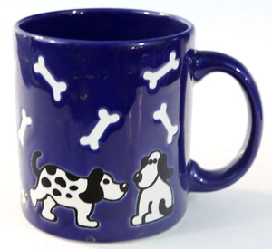 Taza Waechtersbach azul cobalto con perros Alemania cerámica vintage 10 oz - Imagen 1 de 7