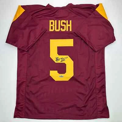 Camiseta deportiva facsímil autografiada por Reggie Bush USC granate reimpresión talla XL para hombre Foto 1 de 4