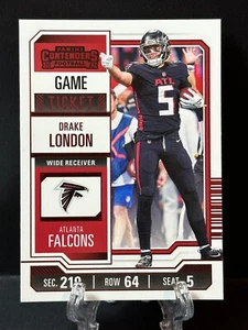 2023 Drake London Panini Contenders Red Game Ticket Parallel Falcons - Picture 1 of 2
