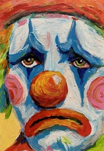 Portrait Of A Sad Clown. Painted With Acrylic. Handmade. Size 8”x6”. - Picture 1 of 7