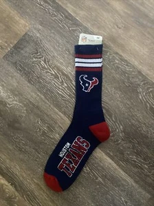 Houston Texans Mens 4 Stripe Deuce NFL Team Crew Socks Large - Picture 1 of 4
