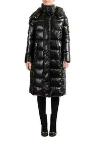 New Plein Sport Women's Black Hooded Logo Zip Up Long Parka Jacket XL - Picture 1 of 6