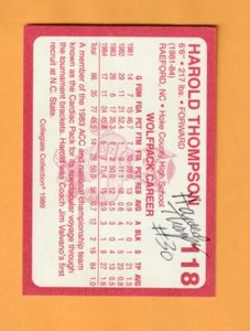 Tarjeta firmada por Harold Thompson N.C. State Wolfpack AUTO #118 Raeford NC 3C - Imagen 1 de 2