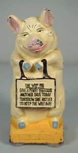 Vintage Thrifty The Wise Pig Cast Iron Piggy Coin Bank Hubley Style Antique - Picture 1 of 5