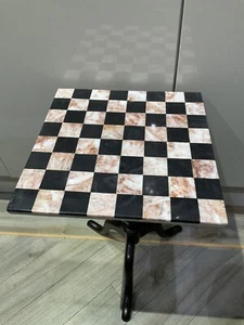 Vintage altes Schachbrett schwarz rosa Onyx 28,5 cm quadratisch  - Bild 1 von 4