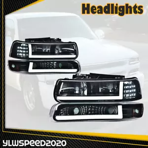 Se adapta a 99-02 Chevy Silverado 1500 2500 LED de humo DRL faros + lámpara de señal de parachoques - Imagen 1 de 8