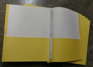 Twin Pocket Portfolios With Fasteners, Yellow, 10 Ct. School Office Work Project - Picture 1 of 4