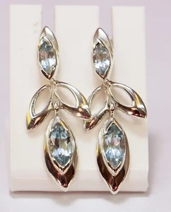 Classy 1,5 Carat Blue Topaz Studs 925 Silver Earrings Sky - Picture 1 of 6