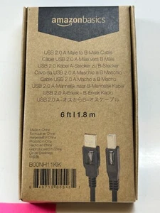 AmazonBasics B00NH11KIK 6ft USB 2.0 A-Male to B-Male Cable Black - New Fast Ship - Picture 1 of 8