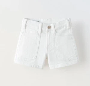Zara Girls High Waist Comfort Short White Size 10 Years 140 cm New - Picture 1 of 5