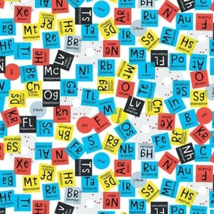 White Periodic Elements 44" fabric by Michael Miller, DC9720-whit-d, Stem Squad - Picture 1 of 1