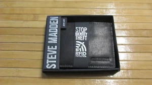 Steve Madden men's wallet Bifold black RFID blocking free shipping - Picture 1 of 2