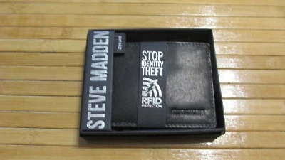 Steve Madden men's wallet Bifold black RFID blocking free shipping - Image 1 of 2