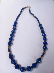 Vintage Sterling Silver Togule Catch Lapis Lazuli Necklace..18 Inches Long. - Picture 1 of 24