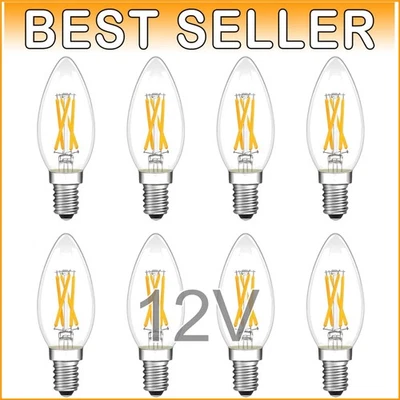 12 Volt Low Voltage 4W Dimmable Candle Bulbs - E12 Base, 40W Equivalent - 8 Pack - Image 1 of 4