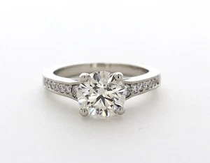 14K White Gold Engagement Ring Classic 2.48 Carat Round Lab-Grown Diamond G VVS2 - Picture 1 of 5