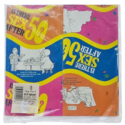 Ivory Tower Fun Wrap "Is There Sex Over 50" Wrapping Paper Gift Wrap 90s Funny - Image 1 of 4