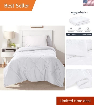 Edredom reversível duplo/gêmeo XL - Microfibra branca leve para todas as estações - Imagem 1 de 4