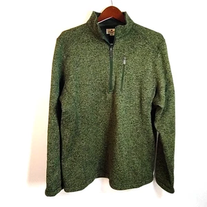 Woolrich Pullover Herren XL Grün Quarter Zip Sweater Strick Outdoor Freizeit Tasche - Bild 1 von 13