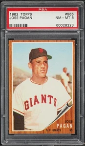 1962 Topps BB Card #565 Jose Pagan San Francisco Giants PSA 8 NM-MT - Picture 1 of 2