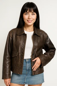 80s Oversize A2 Military Vintage Style Distressed Brown Real Leather Jacket - Picture 1 of 9