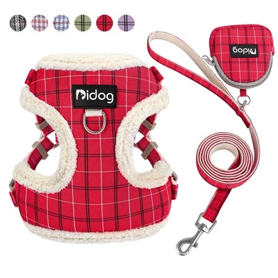 Step in Dog Winter Harness and Leash Set Breathable Fleece Lined Warm Pet Vest - Image 1 of 4