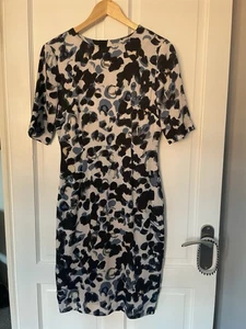Jigsaw UK 8 silk blend abstract print fitted dress - Picture 1 of 10