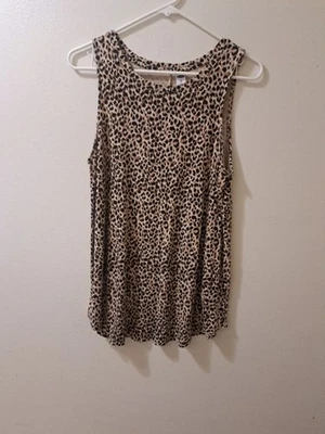 Camiseta sin mangas Old Navy para mujer talla grande con estampado de leopardo cuello redondo Foto 1 de 4