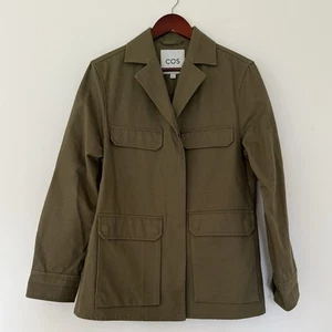 COS Twill Utility Jacket Khaki Green Pickets Chore Size 38 UK 10 - Picture 1 of 5