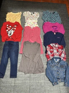 GIRLS CLOTHES 12 PIECES: JEANS SHIRTS DRESSES PJ CARTERS HANNA ANDERSEN SZ 5-6 - Picture 1 of 4