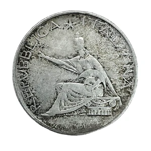 Italy Silver 1961R 500 Lira QUADRIGA Horses AU. Original Toned, 29.3 mm KM# 99 - Picture 1 of 4