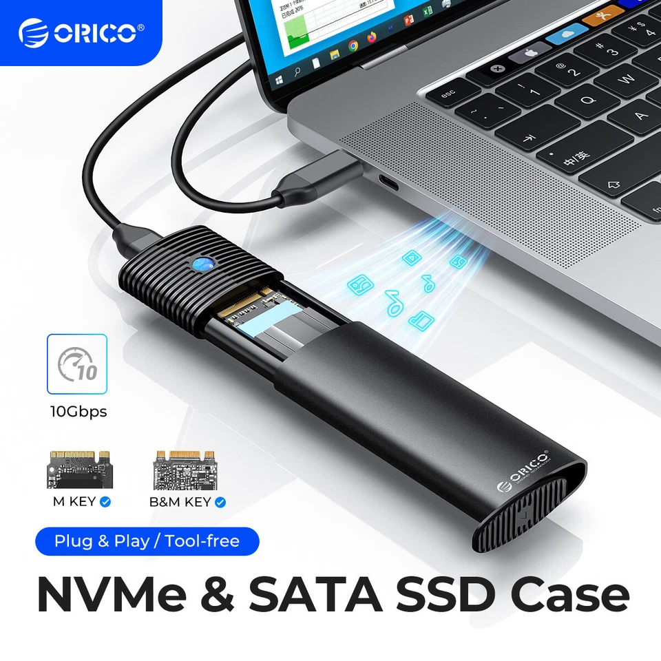 ORICO M.2 NVME SSD Enclosure USB C Adapter 10Gbps SSD Case 4TB for Thunderbolt 3