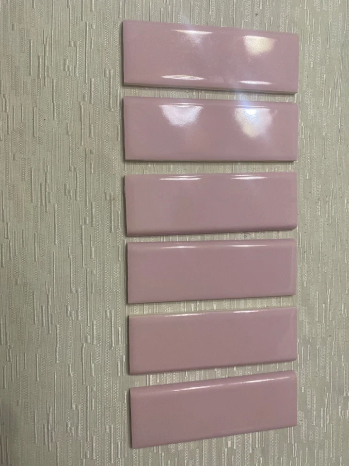 Lot of 6 Vintage Pink Ceramic Bullnose Tile 6 x 2 in Wenczel  Color 218 - Image 1 of 1