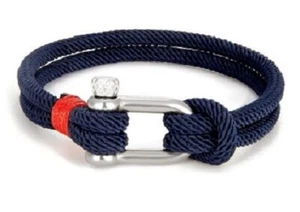 maritimes Armband , blau , Tau mit Schäkel , Edelstahl Schäkel als Verschluß - Bild 1 von 1