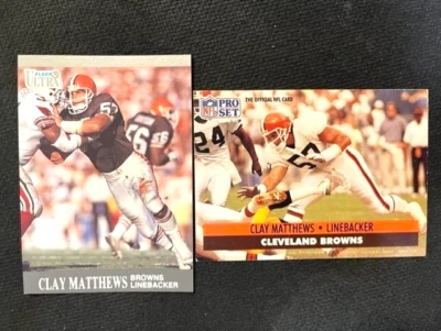 NFL - Clay Matthews 1991 Fleer Ultra & 1991 Pro Set Football - Browns - Image 1 of 2