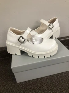 Ladies Classic Chunky Mary Jane Platform Womens Mid High Block Heel Shoes Size 9 - Picture 1 of 5