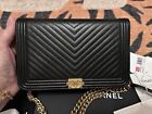 Boy Wallet on Chain Gold Hardware New With Tags Chanel Chevron Black