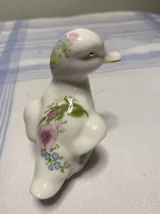 Aynsley Fine Bone China Floral Duck Figurine From England, Great Condition - Picture 1 of 6