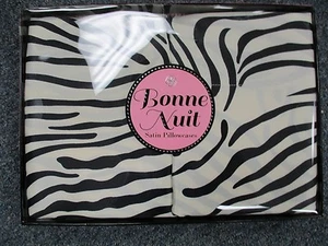 ZEBRA Standard Size SATIN Pillow Cases Set Of 2 GIFT BOX !! SATIN SUPER SOFT - Picture 1 of 2