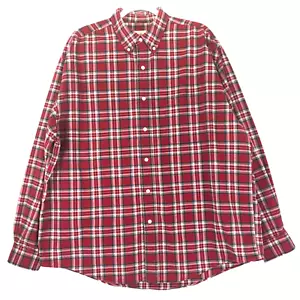 Eddie Bauer Flanellhemd Herren XL rot weiß Baumwolle kariert 1 Tasche Langarm - Bild 1 von 8