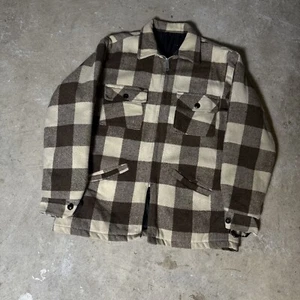 True Vintage 1970s Heavy Wool Lined Flannel Shirt Jacket Large - Picture 1 of 6